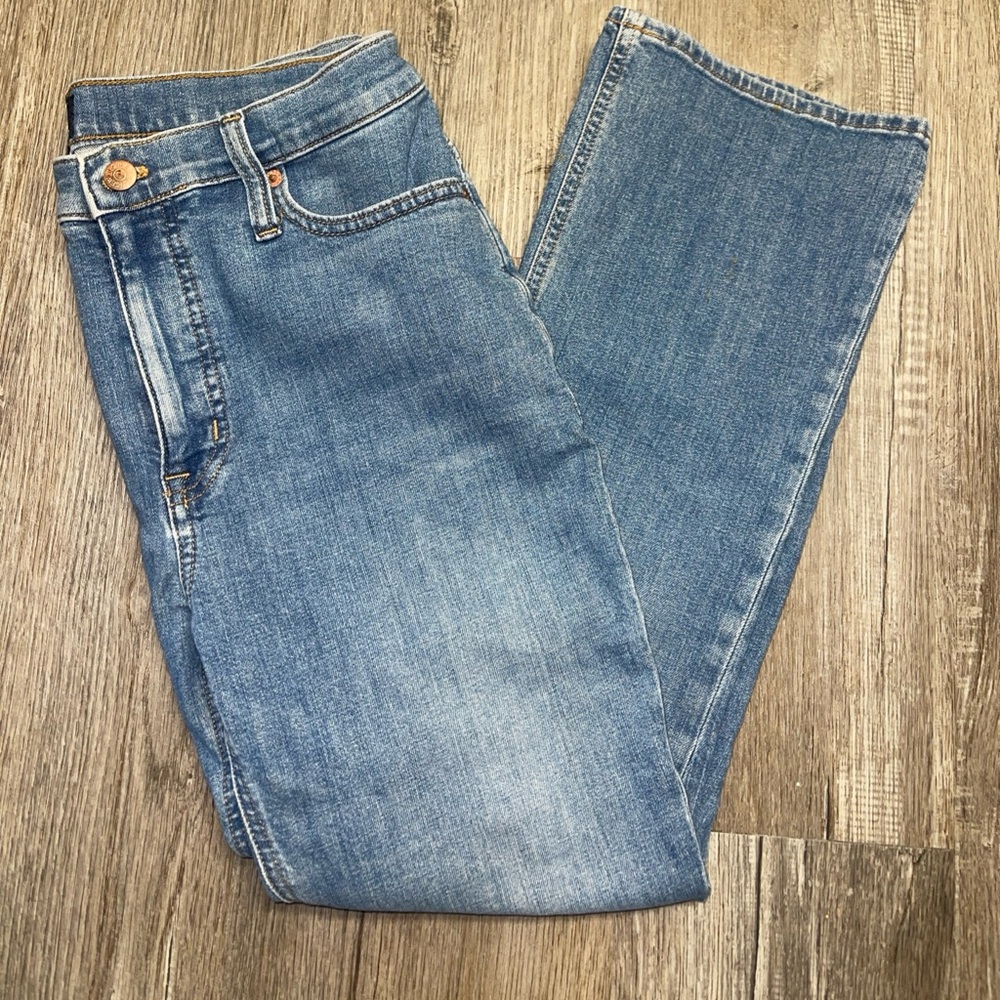 J Crew Jeans Womens Size 30 Blue Medium Wash Cotton Stretch Mid Rise Flare Crop